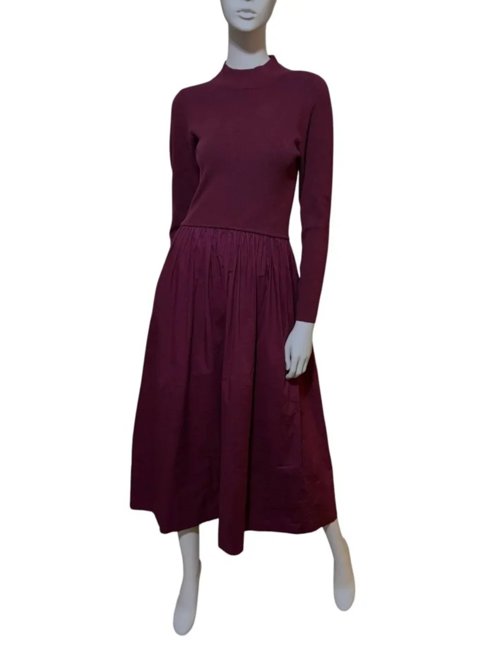 Marie Oliver Barrett Dress XS Mixed Media Pockets Maroon Earthy Goth Minimalist - Picture 2 of 7